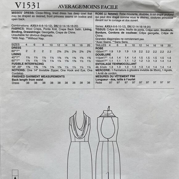 VOGUE Pattern V1531 Lialia Dress Size 4-12 New UNCUT - Picture 5 of 7